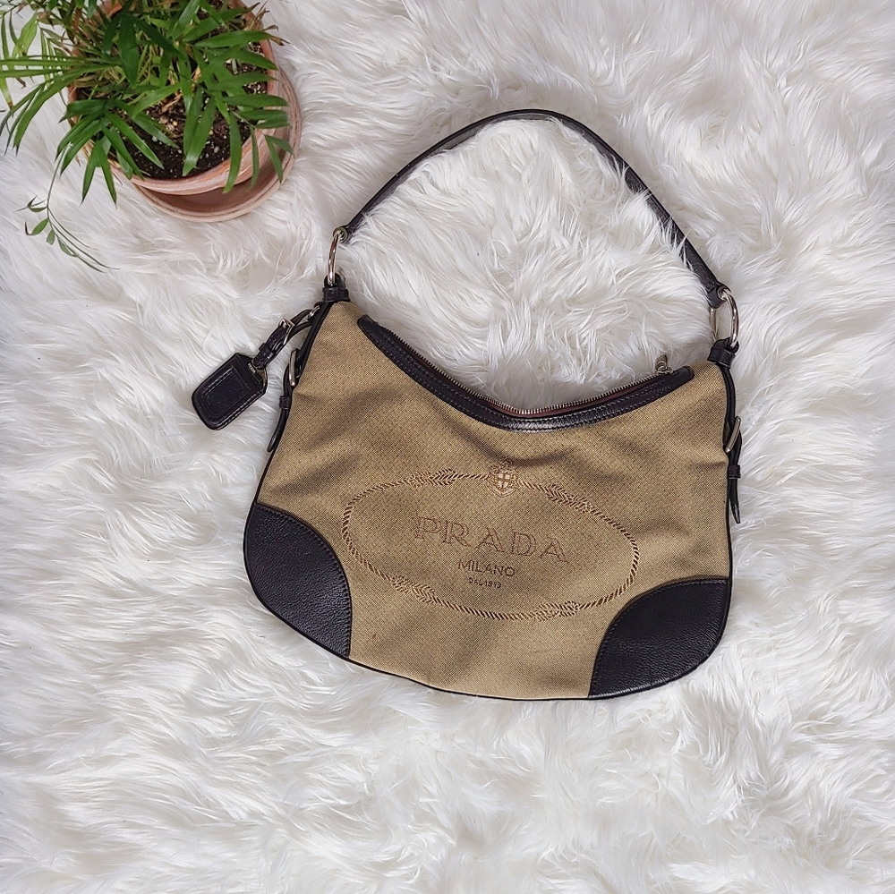 PRADA Luxurious Jacquard Logo Hobo Bag - Picture 5 of 16